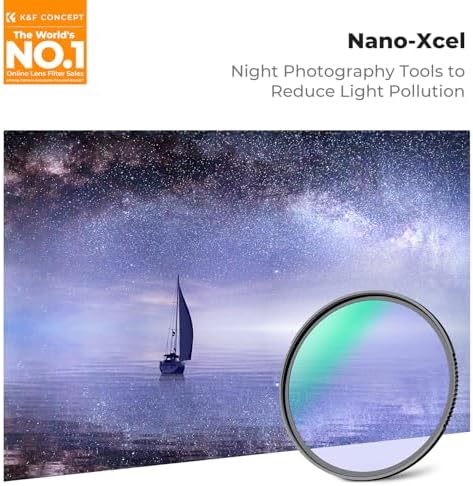 K&F Concept Nano-X Series 77mm night camera filter packaging with authentic optical glass reflecting multi-layer coating