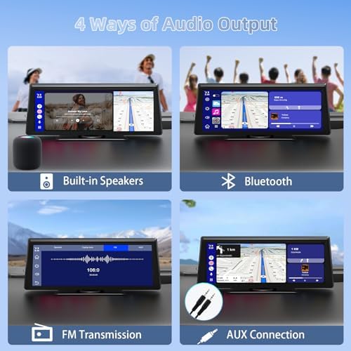 PIABBUC touchscreen car display showcasing hands-free voice control activation via Google Assistant.