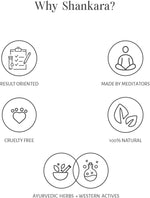 Shankara skincare cleanser bottle next to botanical ingredients