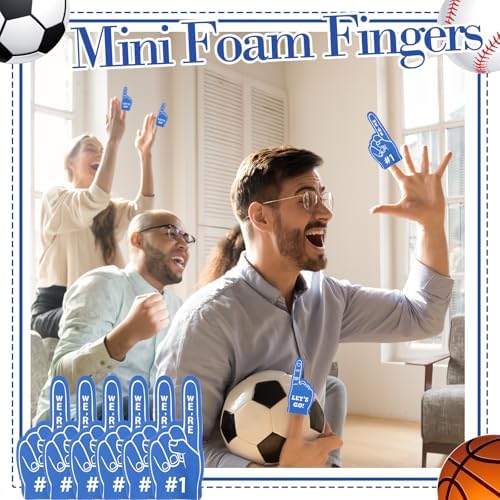 Premium imported dark blue cheerleading foam fingers used as photo booth props