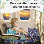 YUMTIM Waterproof Airplane Seat Extender showing a toddler sleeping comfortably on the flat fabric surface.