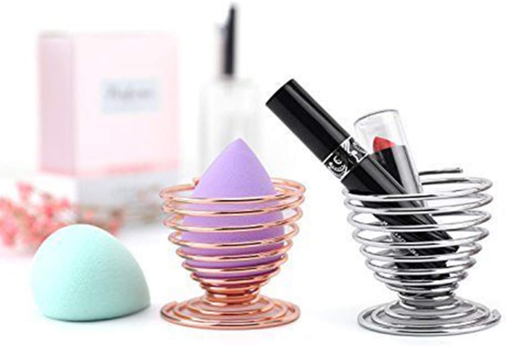 Jyukan makeup sponge drying stand placed on a modern vanity table