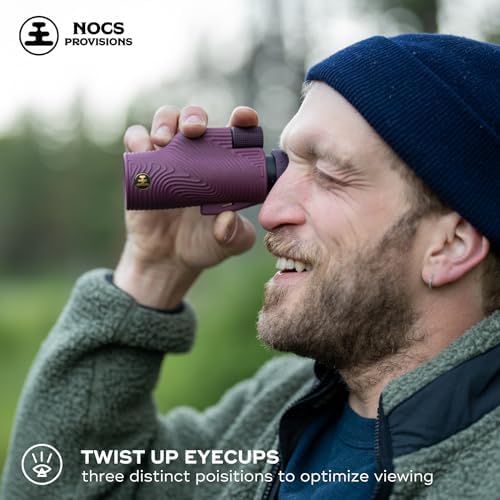 Nocs Provisions 10x32 portable monocular being aligned with a smartphone camera