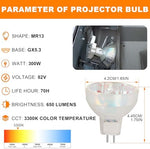 Wadoy 82V 300W replacement lamp showing the MR13 multi mirror reflector side angle