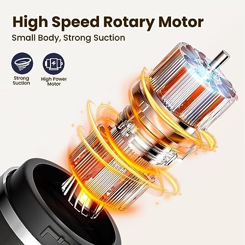 Mzgo rechargeable car vacuum showing included brush and crevice tool attachments