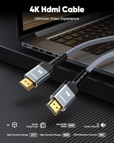 Highwings heavy duty braided HDMI cable displaying flexible premium material construction