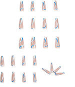 Babalal blue wave stick on nails close up