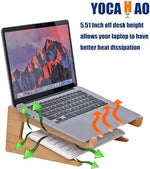 YOCAHAOY sustainable bamboo laptop stand side profile illustrating the ergonomic viewing angle