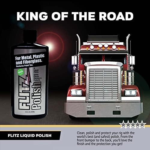 Flitz metal cleaner used for headlight restoration on a vehicle.