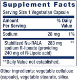 Life Extension Super R-Lipoic Acid supplement facts label