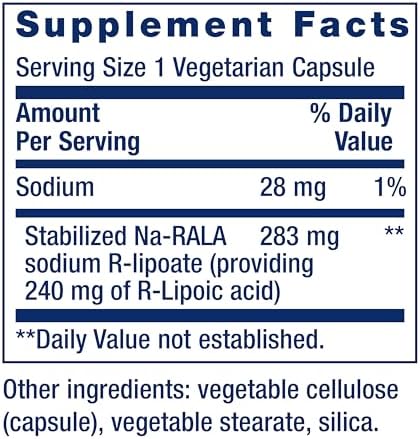 Life Extension Super R-Lipoic Acid supplement facts label