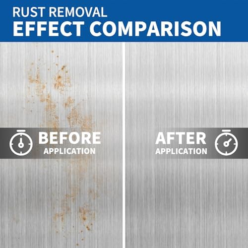Close up of rust being removed from a stainless steel grill using Yadool cleaner