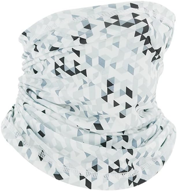 Travis Ice Silk Motorcycle Neck Gaiter Face Mask front view showing the geometric mosaic pattern