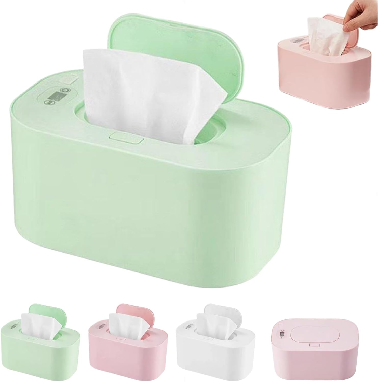 Generic portable baby wipe warmer with LED display front view