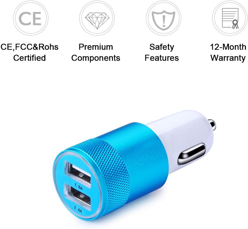 Sicodo dual pack USB car charger angled perspective