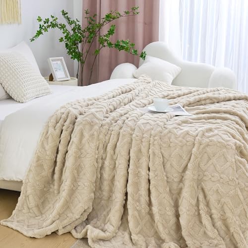 Aganear fuzzy blanket draped over a modern sofa
