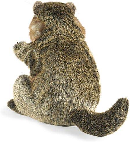 Folkmanis Marmot plush hand toy showing side profile and detailed facial features