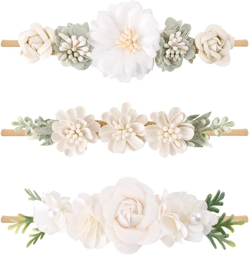 Cherrboll baby girl flower headbands set front view