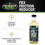 Hot Shot's Secret FR3 Friction Reducer packaging showing engine protection benefits