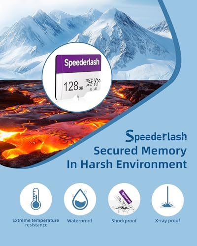 Speederlash micro SDXC flash storage card highlighting fast app loading performance graphics