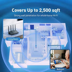 Product packaging box of the USA imported GL.iNet GL-BE6500 dual-band OpenWrt router showcasing specifications and security features.