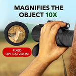 Close up of the Starscope G3 monocular integrated front lens cap and protective rubberized housing for outdoor durability.