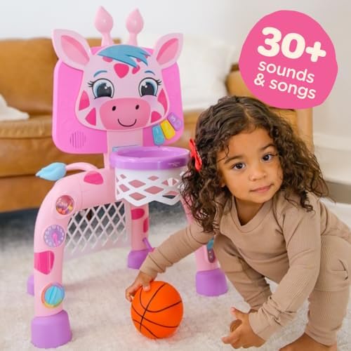 Close up of Move2Play Giraffe Activity Center lights and sound buttons