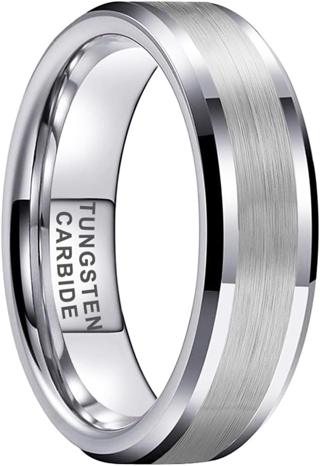 TUTISS 6mm 8mm Silver/Black/Gunmetal/Gold Tungsten Rings for Men Women Fashion Jewelry Engagement Wedding Bands Matte Polished Shiny Beveled Edges Comfort Fit - Image 12