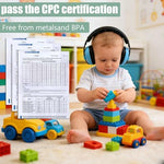 Baby wearing noise reduction headphones during travel