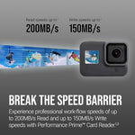 PNY Class 10 A2 mobile storage card pack side angle view.