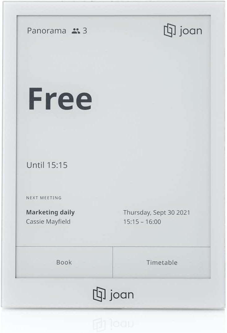 Joan 6 Pro front view meeting room scheduler display