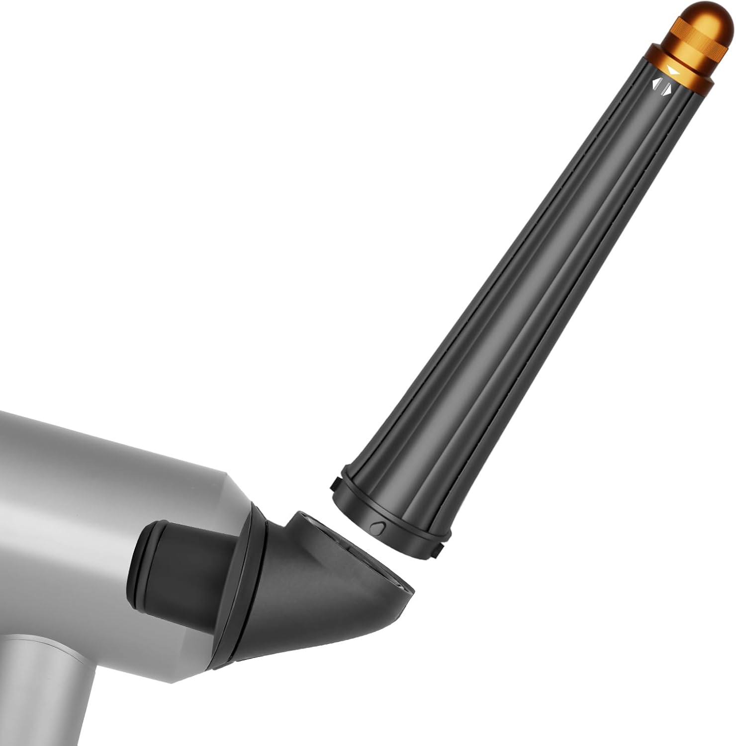 Zephblow upgraded connector adapter and conical curling barrel front view