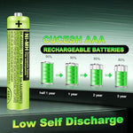 Close up view of the 400mAh power rating printed on the AAA rechargeable cell.