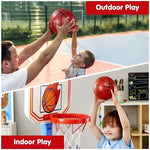 Close up of height adjustable basketball rim for toddlers