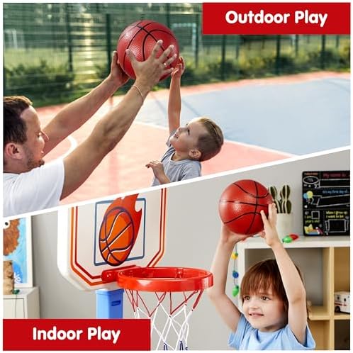Close up of height adjustable basketball rim for toddlers