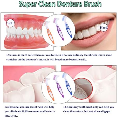 FRUTA multi layered bristles denture toothbrush ergonomic rubber handle design