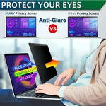 STARY privacy filter layer breakdown illustrating the matte surface and blue light blocking technology.
