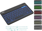 Arteck HB220B backlit wireless keyboard side profile showcasing its lightweight and compact travel friendly form factor.