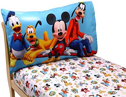 Disney Mickey Mouse Playground Pals microfiber fitted sheet pattern display.