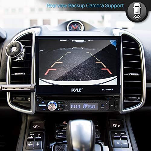 Pyle Bluetooth car receiver rear view illustrating the RCA and auxiliary connection ports.