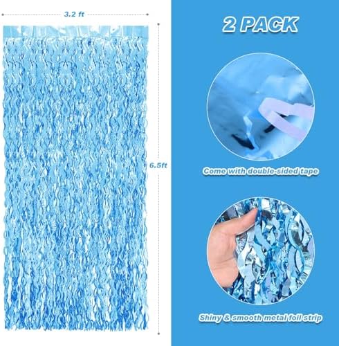 Demonstration of the adhesive backing strip on the PIGETALE tinsel backdrop curtain