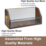 Side view of the iron mesh media holder highlighting durable construction and stability.