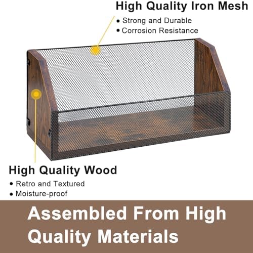 Side view of the iron mesh media holder highlighting durable construction and stability.