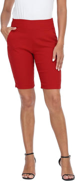 HDE Women's Pull On Bermuda Shorts Mid Rise 10" Inseam Shorts with Pockets - Image 12