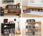 Beveetio collapsible CD storage bins folded flat when not in use.