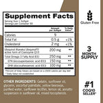 Top down packaging view of authentic USA imported Qunol cellular energy antioxidant dietary supplement.