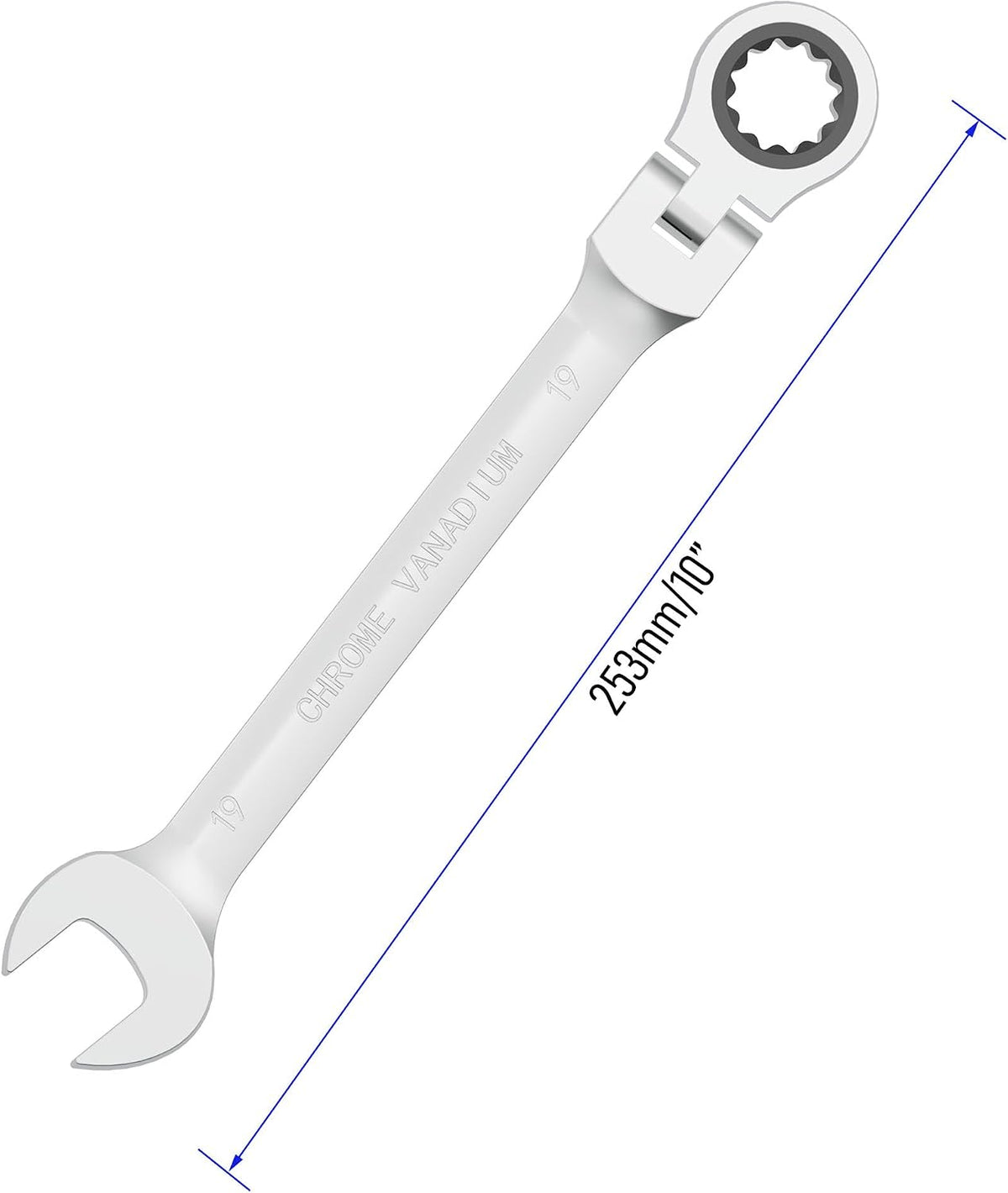 FOCMKEAS 19mm ratcheting spanner flexible head angle display