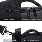 Side profile of the compact camera travel bag highlighting the reinforced stitching