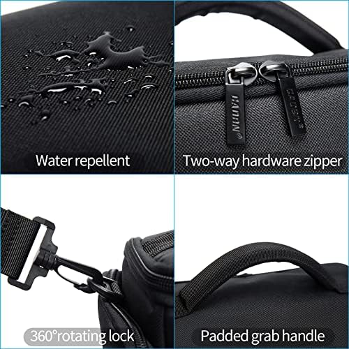 Side profile of the compact camera travel bag highlighting the reinforced stitching