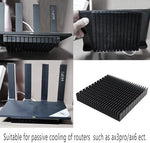 Awxlumv aluminum heatsink 120x120x20mm dimensions close up for router cooling placement.